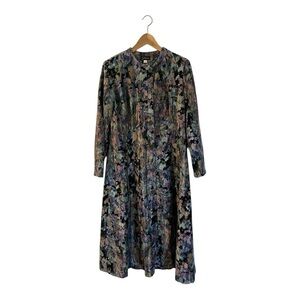 Sharrone Velvet Dress Size 8 Button Front Modest Long Structured Shoulders